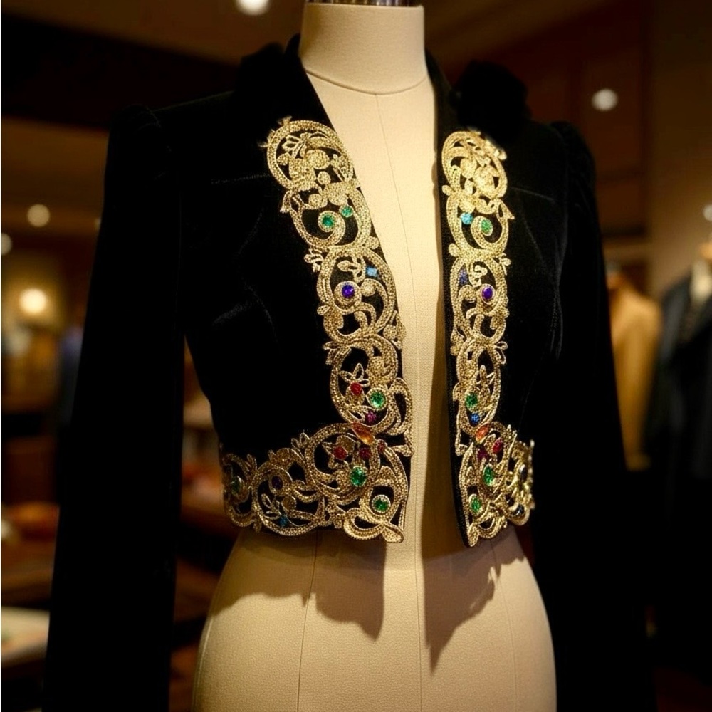 Scott McClintock Black Blazer with Gold Embroidery
